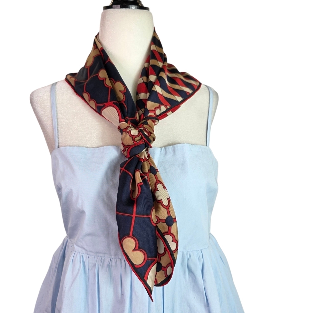 Vintage Silk clover print Hand rolled scarf
